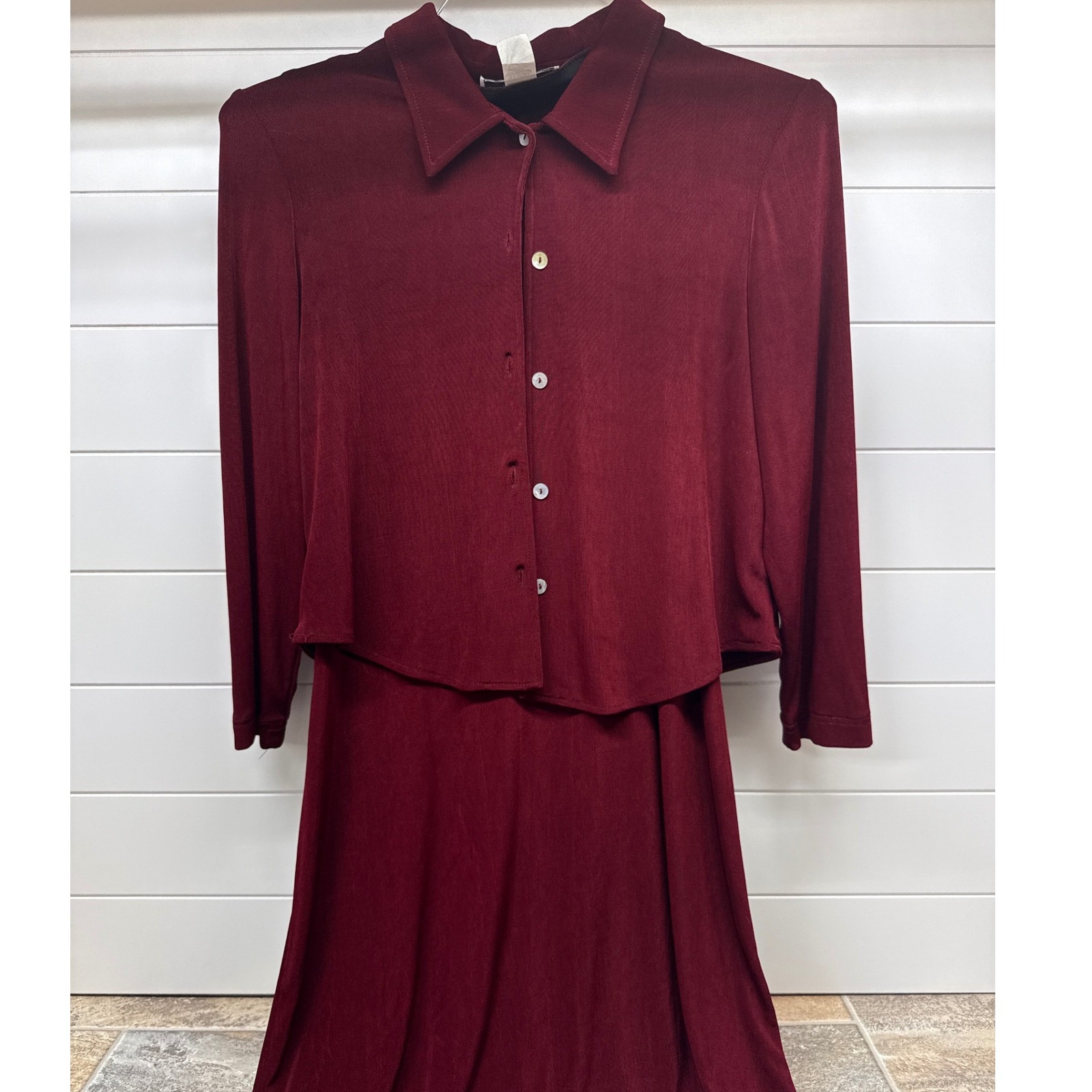 Ronni Nicole Petite Burgundy 2 Piece Maxi Dress And Button Jacket Set Size 12p
